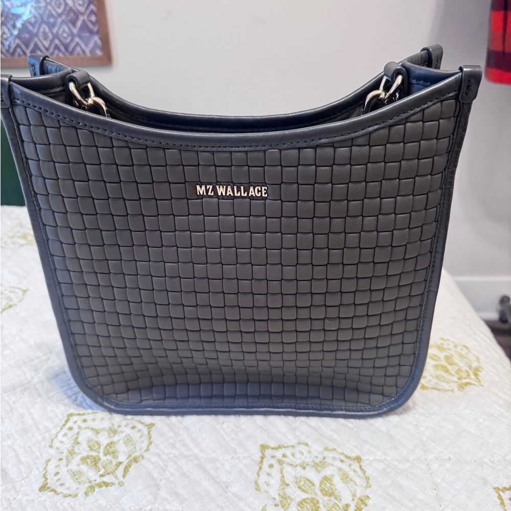 MZ Wallace Woven Box Crossbody Bag in Magnet with Gold Hardware
